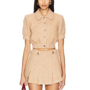ASTR the Label Camel Jacket and Skirt Set